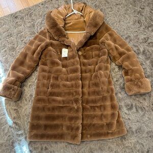Gorgeous, luxurious faux fur coat.  Reversible for wet weather.